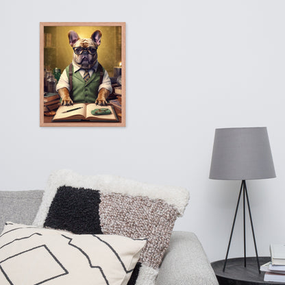 Professor Frenchie Framed Poster - A Thought-Provoking and Artistic Choice for Pet Lovers and Academics