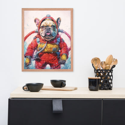 Firefighter Frenchie Framed Poster - A Courageous and Artistic Choice for Pet Lovers and Fire Service Admirers