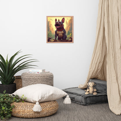 Dinosaur Frenchie Framed Poster - A Roaringly Cute and Artistic Choice for Pet Lovers and Dinosaur Enthusiasts