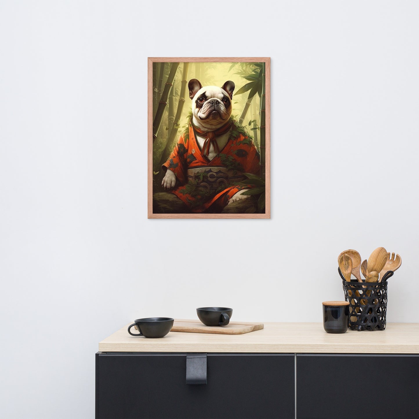 Panda Frenchie Framed Poster - A Playful and Charming Choice for Pet Lovers and Panda Enthusiasts