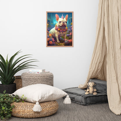 Unicorn Frenchie Framed Poster - A Magical and Endearing Choice for Pet Lovers and Unicorn Devotees