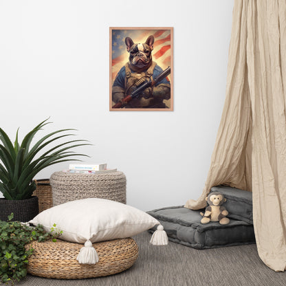 Soldier Frenchie Framed Poster - A Bravery and Artistic Choice for Pet Lovers and Country Force Admirers