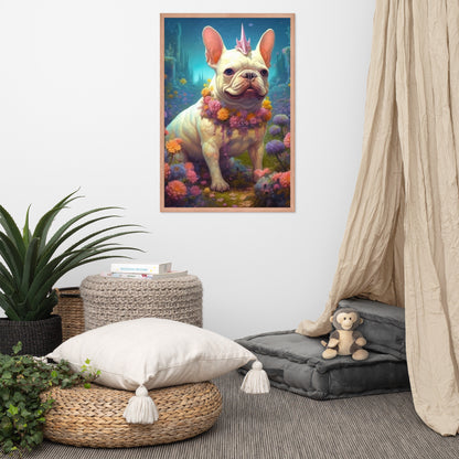 Unicorn Frenchie Framed Poster - A Magical and Endearing Choice for Pet Lovers and Unicorn Devotees