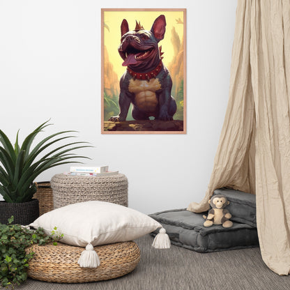 Dinosaur Frenchie Framed Poster - A Roaringly Cute and Artistic Choice for Pet Lovers and Dinosaur Enthusiasts