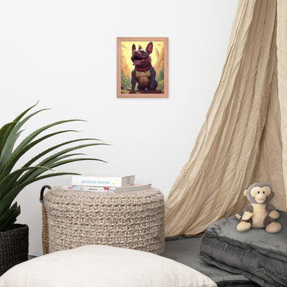 Dinosaur Frenchie Framed Poster - A Roaringly Cute and Artistic Choice for Pet Lovers and Dinosaur Enthusiasts