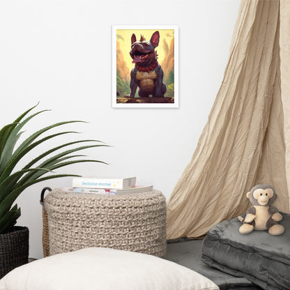 Dinosaur Frenchie Framed Poster - A Roaringly Cute and Artistic Choice for Pet Lovers and Dinosaur Enthusiasts