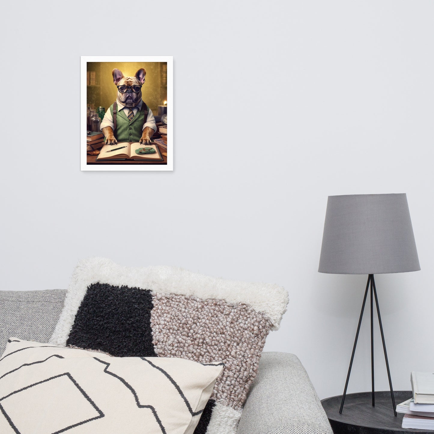 Professor Frenchie Framed Poster - A Thought-Provoking and Artistic Choice for Pet Lovers and Academics