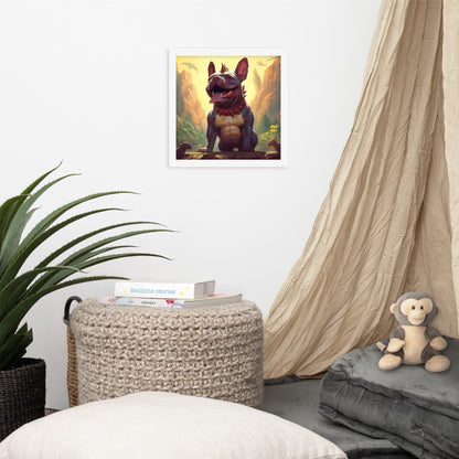 Dinosaur Frenchie Framed Poster - A Roaringly Cute and Artistic Choice for Pet Lovers and Dinosaur Enthusiasts