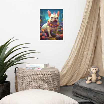 Unicorn Frenchie Framed Poster - A Magical and Endearing Choice for Pet Lovers and Unicorn Devotees