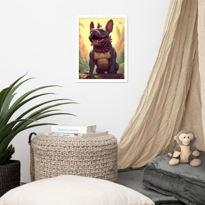 Dinosaur Frenchie Framed Poster - A Roaringly Cute and Artistic Choice for Pet Lovers and Dinosaur Enthusiasts