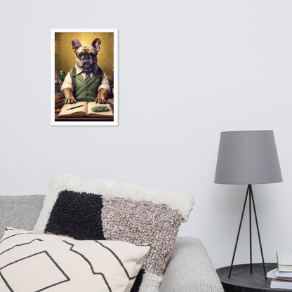 Professor Frenchie Framed Poster - A Thought-Provoking and Artistic Choice for Pet Lovers and Academics