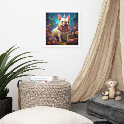 Unicorn Frenchie Framed Poster - A Magical and Endearing Choice for Pet Lovers and Unicorn Devotees