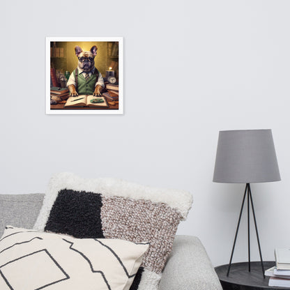 Professor Frenchie Framed Poster - A Thought-Provoking and Artistic Choice for Pet Lovers and Academics