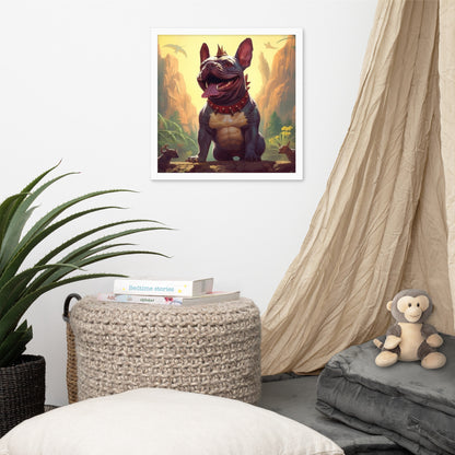 Dinosaur Frenchie Framed Poster - A Roaringly Cute and Artistic Choice for Pet Lovers and Dinosaur Enthusiasts