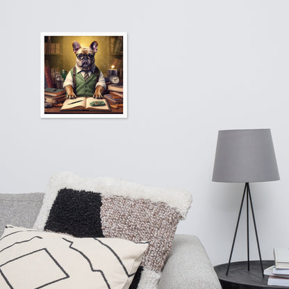 Professor Frenchie Framed Poster - A Thought-Provoking and Artistic Choice for Pet Lovers and Academics