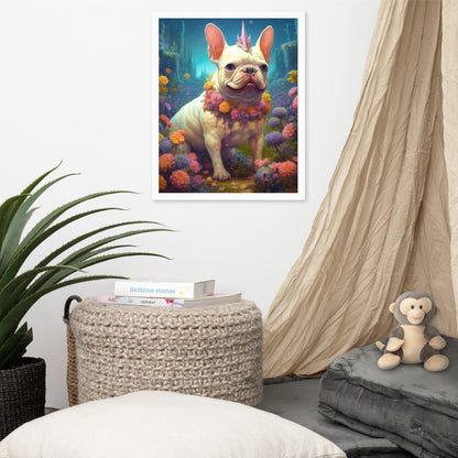 Unicorn Frenchie Framed Poster - A Magical and Endearing Choice for Pet Lovers and Unicorn Devotees