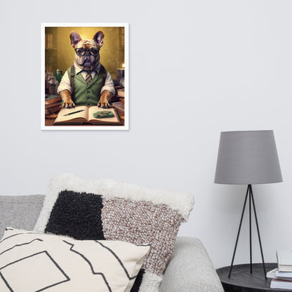 Professor Frenchie Framed Poster - A Thought-Provoking and Artistic Choice for Pet Lovers and Academics