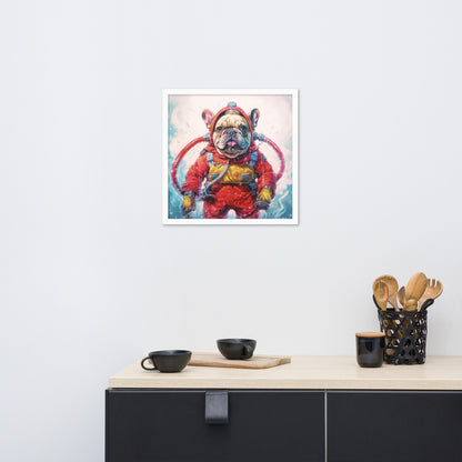 Firefighter Frenchie Framed Poster - A Courageous and Artistic Choice for Pet Lovers and Fire Service Admirers