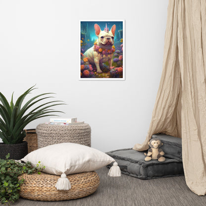 Unicorn Frenchie Framed Poster - A Magical and Endearing Choice for Pet Lovers and Unicorn Devotees