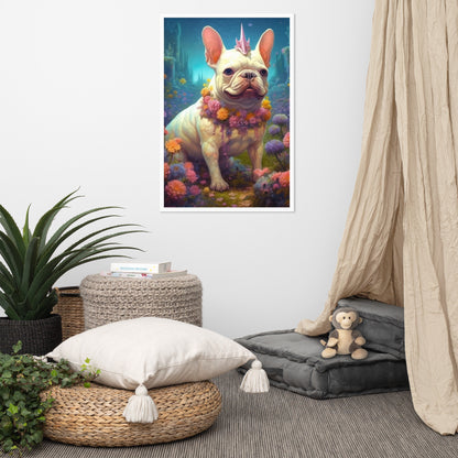 Unicorn Frenchie Framed Poster - A Magical and Endearing Choice for Pet Lovers and Unicorn Devotees