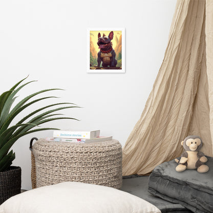 Dinosaur Frenchie Framed Poster - A Roaringly Cute and Artistic Choice for Pet Lovers and Dinosaur Enthusiasts