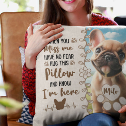 Frenchie name and image personalized pillow