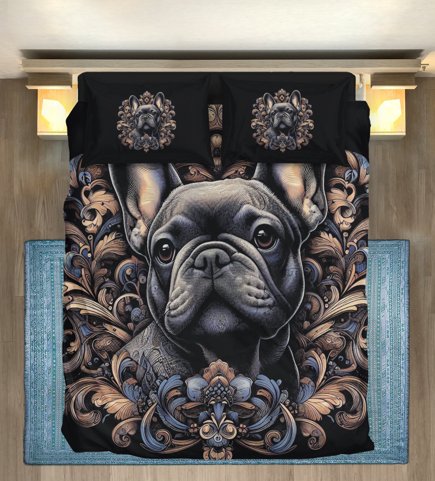 Queen Size good Frenchie / French Bulldog Blanket !