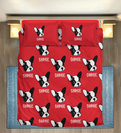 Custom Bedding Set with Frenchie's Name - Bedding Set