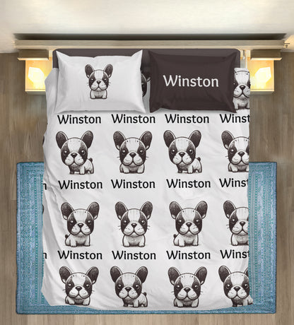 Custom Bedding Set with Frenchie's Name - Bedding Set