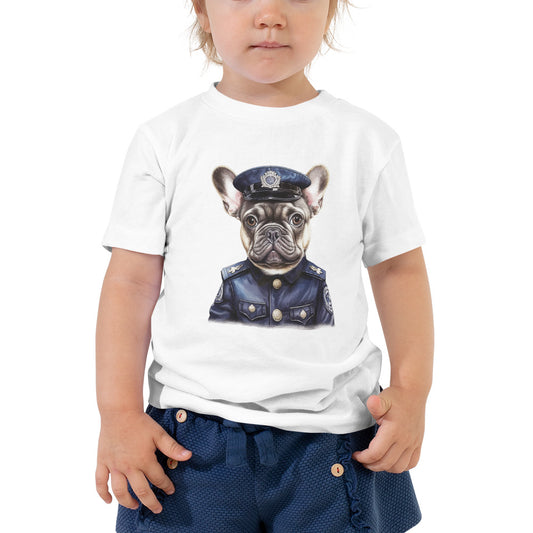 Policeman Frenchie Toddler Staple Tee - Courageous and Comfortable Choice for Little Protectors