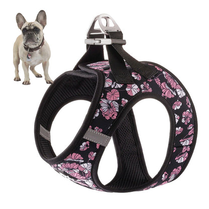 www.frenchie.shop-BloomPup-Frenchie-Floral-Harness-with-Reflective-Straps