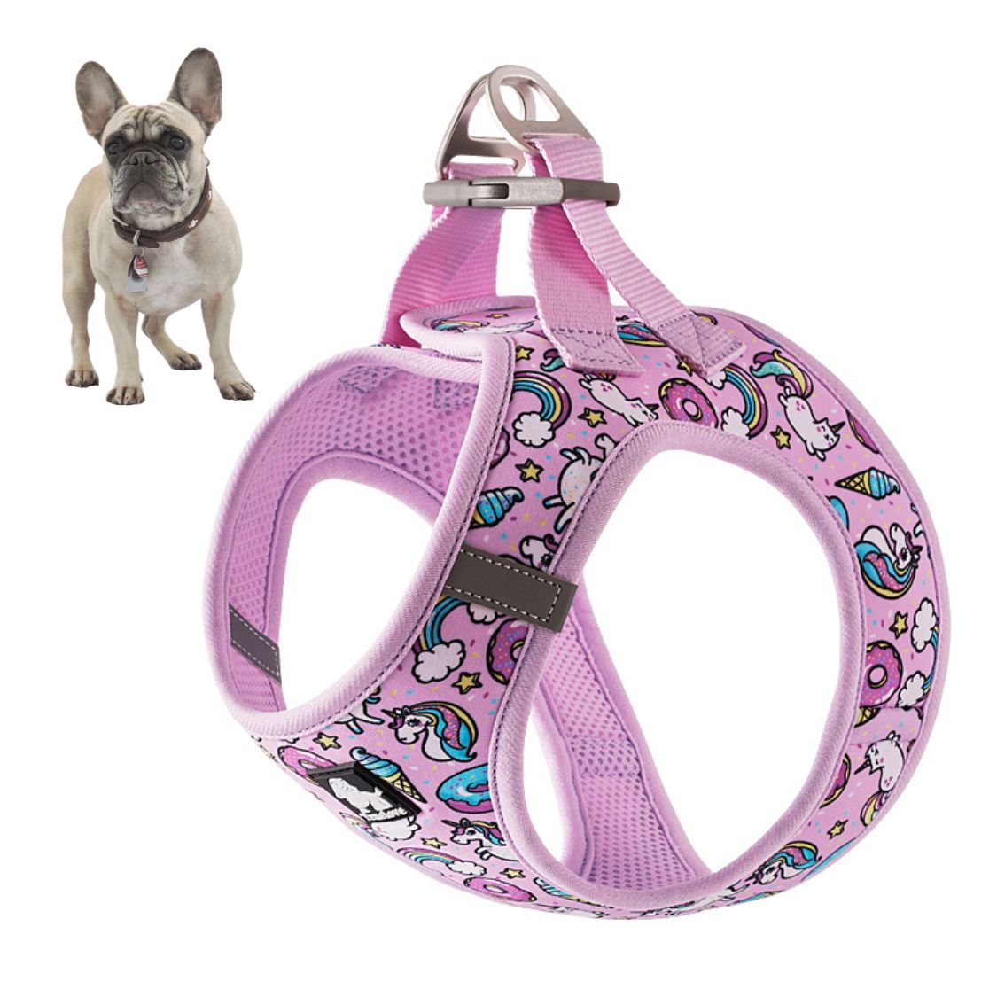 www.frenchie.shop-BloomPup-Frenchie-Floral-Harness-with-Reflective-Straps