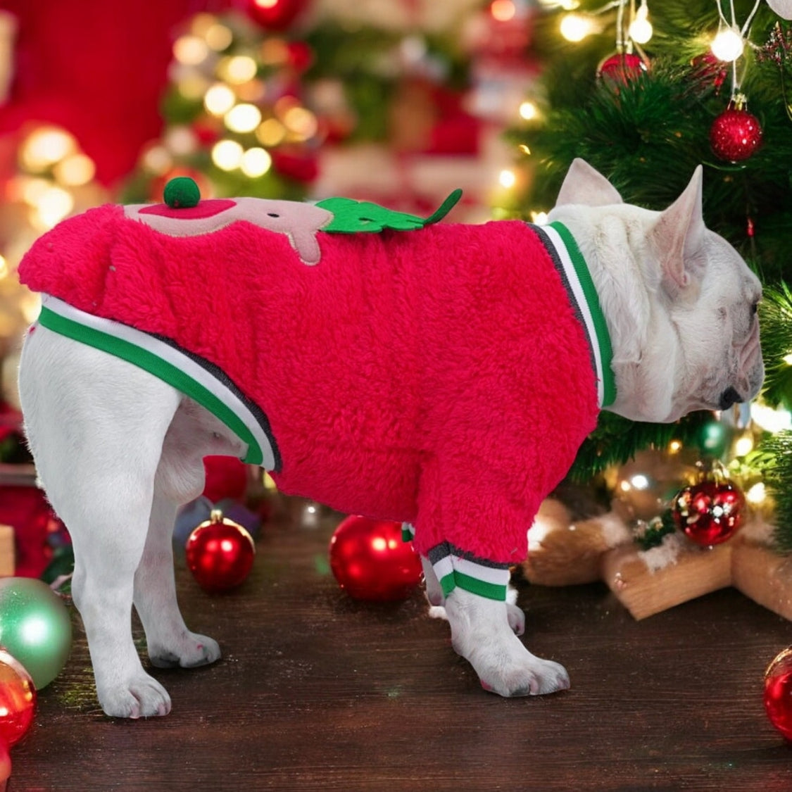 www.frenchie.shop-Frenchie-Coral-Fleece-Christmas-Sweater-Festive-Reindeer-Holiday-Apparel-for-Dogs