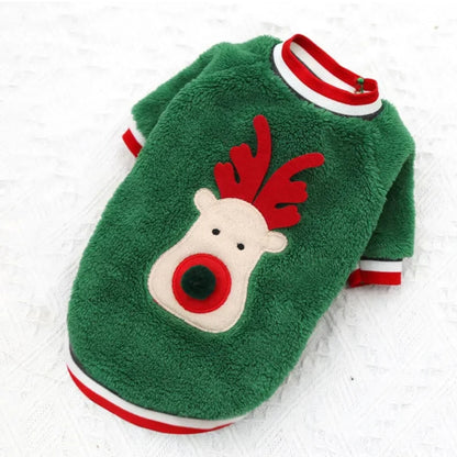 www.frenchie.shop-Frenchie-Coral-Fleece-Christmas-Sweater-Festive-Reindeer-Holiday-Apparel-for-Dogs