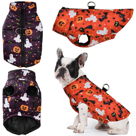 www.frenchie.shop-Frenchie-Halloween-Winter-Jacket-with-Pumpkin-Print-Cozy-and-Festive