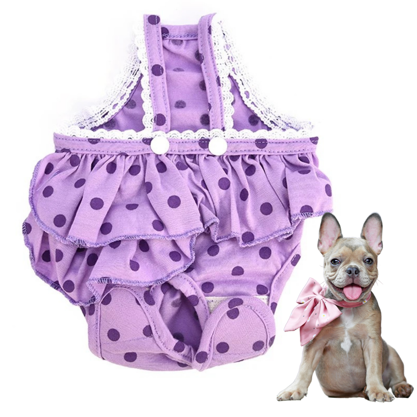 www.frenchie.shop-Frenchie-Menstrual-Panties-Washable-Dot-Print-Diaper-purple