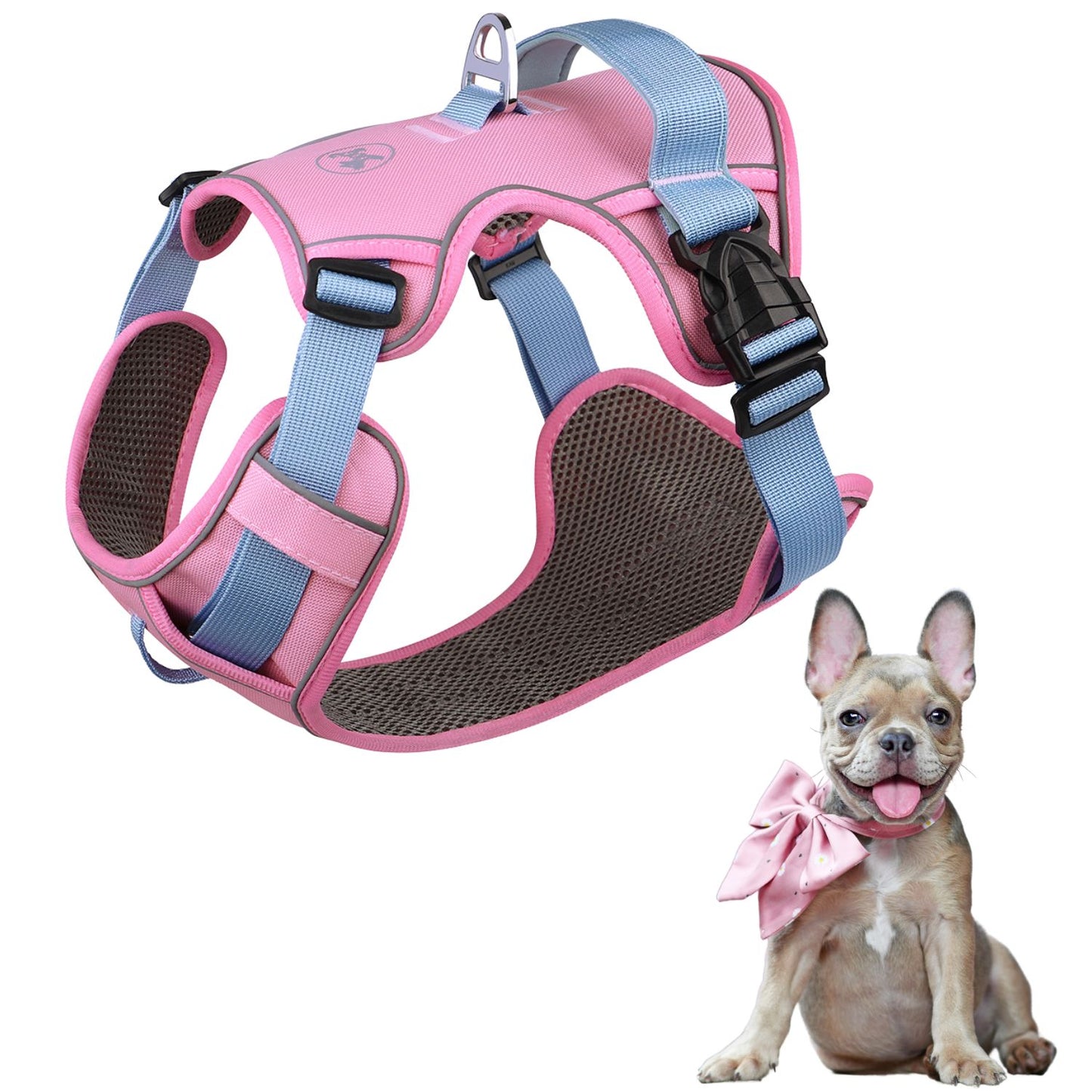 www.frenchie.shop-GlowSafe-No-Pull-Frenchie-Harness-Reflective-Training-Vest-pink