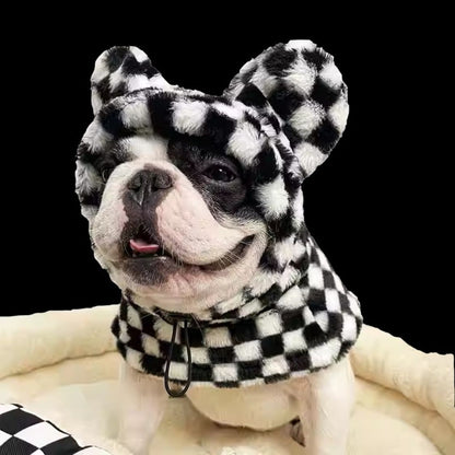 www.frenchie.shop-Warmie-Frenchie-Winter-Plush-Hat-checkboard