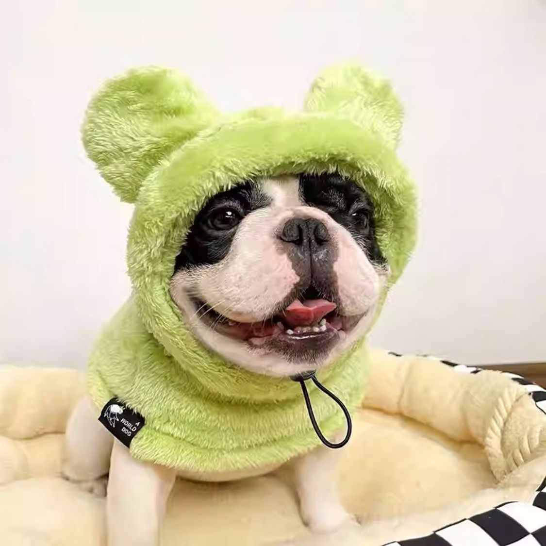 www.frenchie.shop-Warmie-Frenchie-Winter-Plush-Hat-green