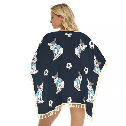 LACEY - Women's Square Fringed Shawl - Frenchie Bulldog Shop