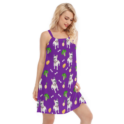 IVY - Women's O-neck Cami Dress - Frenchie Bulldog Shop