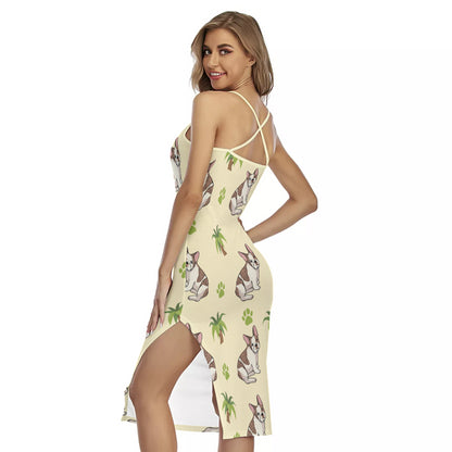 OLIVE - Women's Back Cross Cami Dress - Frenchie Bulldog Shop