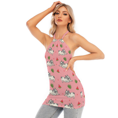 DELILAH - Women's Halter Cami Dress - Frenchie Bulldog Shop