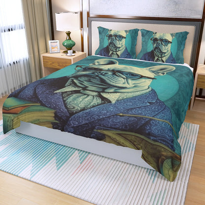 Professor Paws - French Bulldog As Academic Themed Duvet Cover Set