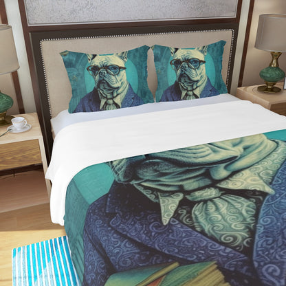 Professor Paws - French Bulldog As Academic Themed Duvet Cover Set