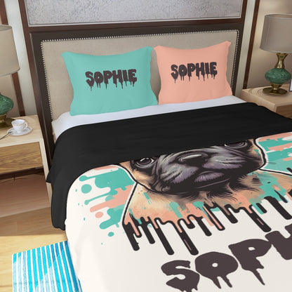 Custom Bedding Set with Frenchie's Name - Bedding Set