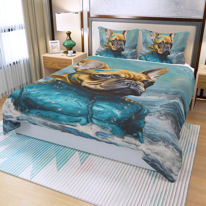 Oceanic Frenchie Duvet Cover Set - Dive into Comfortable Sleep