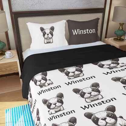 Custom Bedding Set with Frenchie's Name - Bedding Set