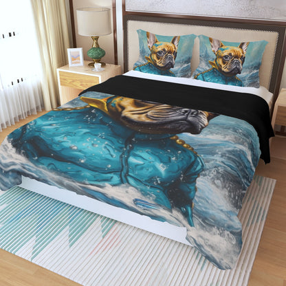 Oceanic Frenchie Duvet Cover Set - Dive into Comfortable Sleep