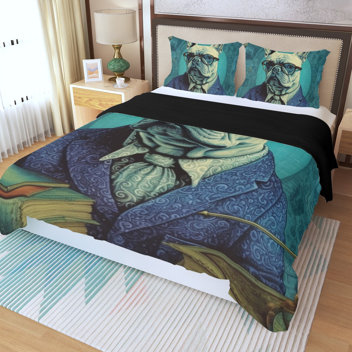 Professor Paws - French Bulldog As Academic Themed Duvet Cover Set